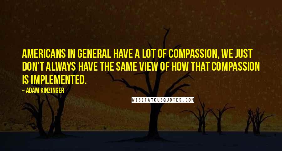 Adam Kinzinger quotes: Americans in general have a lot of compassion, we just don't always have the same view of how that compassion is implemented.