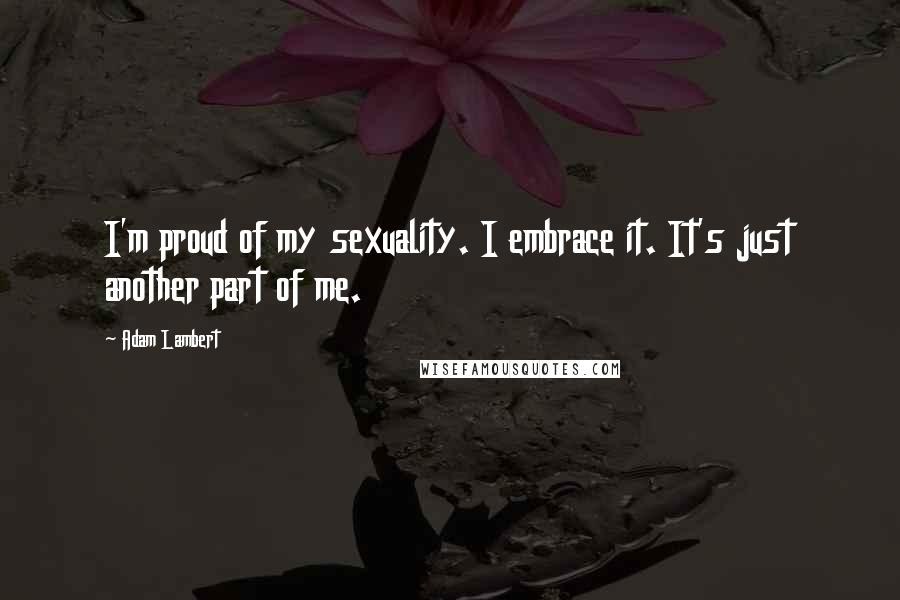 Adam Lambert quotes: I'm proud of my sexuality. I embrace it. It's just another part of me.