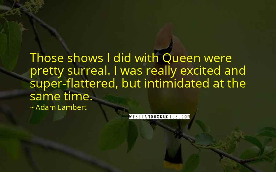 Adam Lambert quotes: Those shows I did with Queen were pretty surreal. I was really excited and super-flattered, but intimidated at the same time.