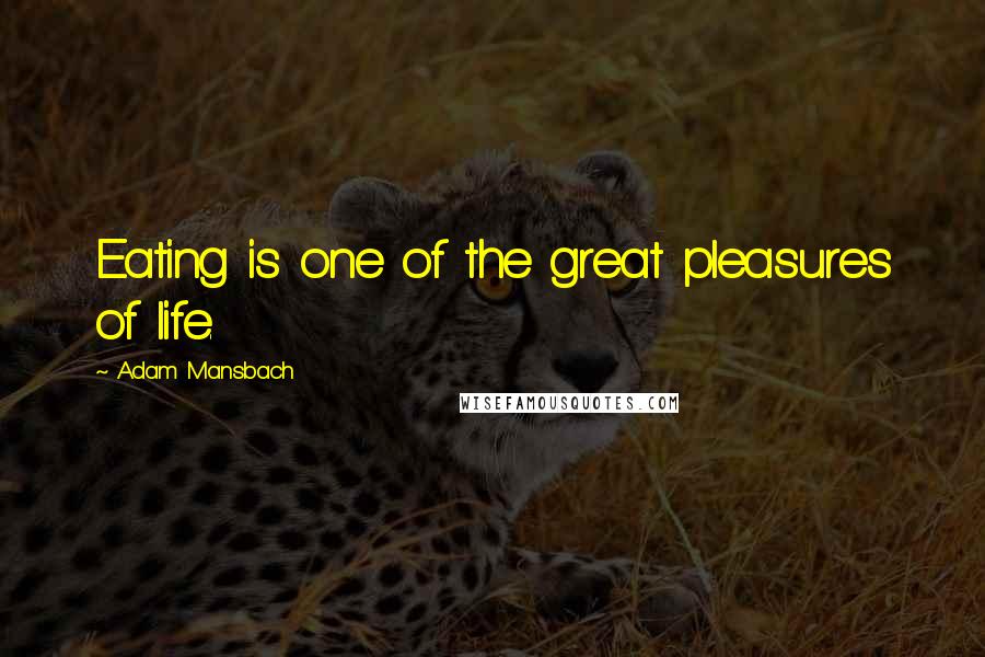 Adam Mansbach quotes: Eating is one of the great pleasures of life.