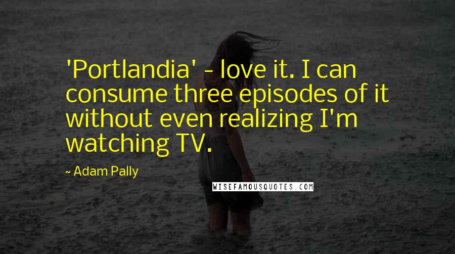 Adam Pally quotes: 'Portlandia' - love it. I can consume three episodes of it without even realizing I'm watching TV.
