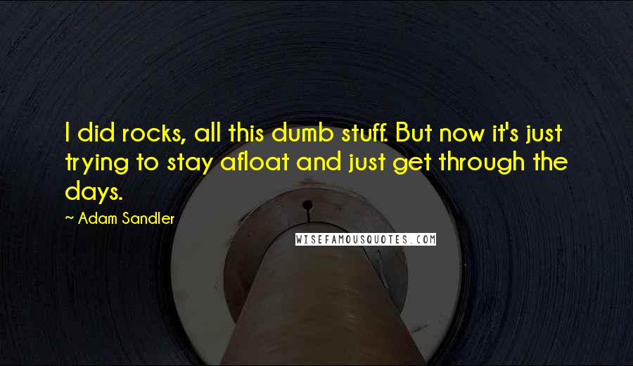 Adam Sandler quotes: I did rocks, all this dumb stuff. But now it's just trying to stay afloat and just get through the days.