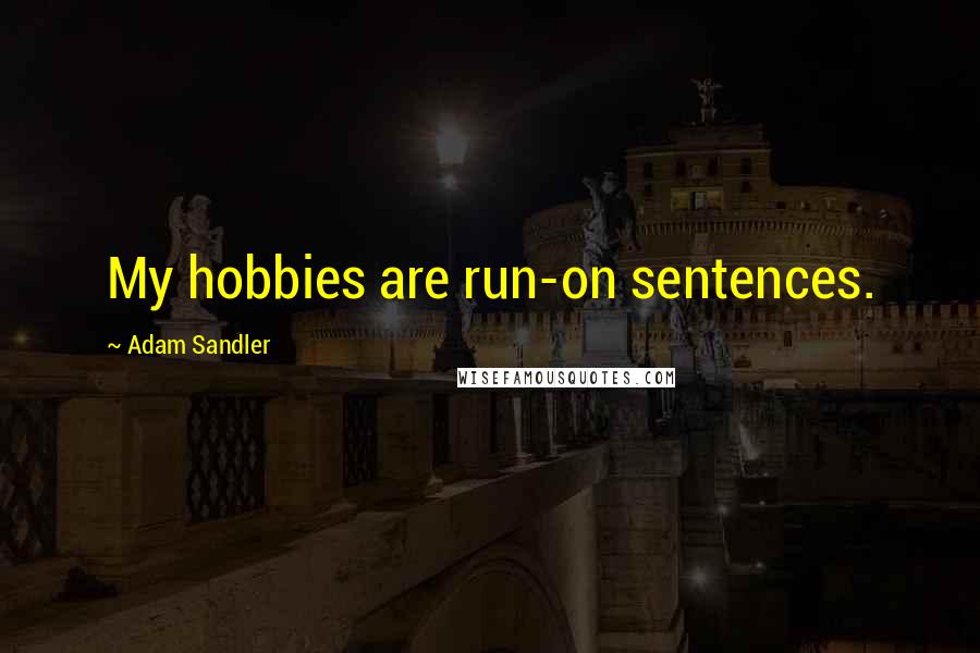 Adam Sandler quotes: My hobbies are run-on sentences.