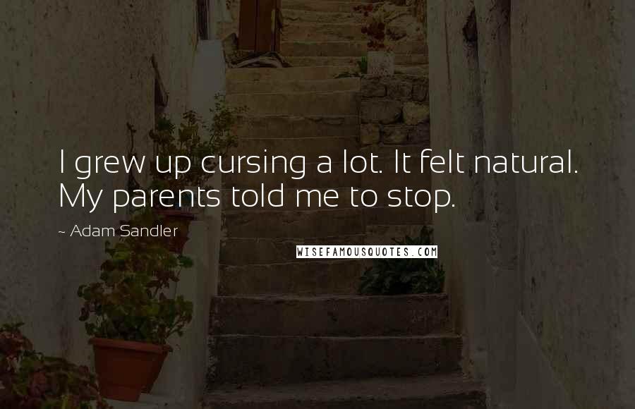 Adam Sandler quotes: I grew up cursing a lot. It felt natural. My parents told me to stop.