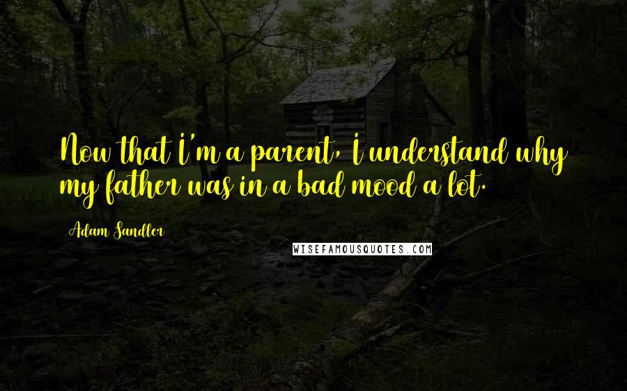 Adam Sandler quotes: Now that I'm a parent, I understand why my father was in a bad mood a lot.