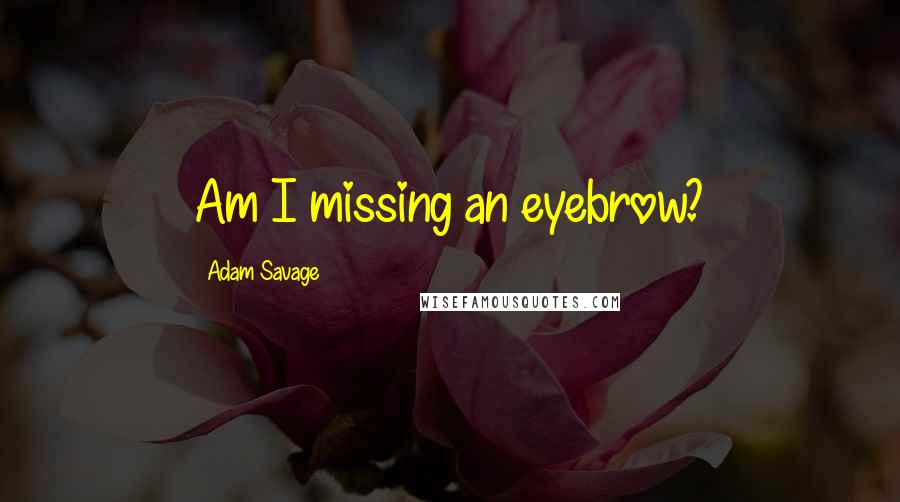 Adam Savage quotes: Am I missing an eyebrow?