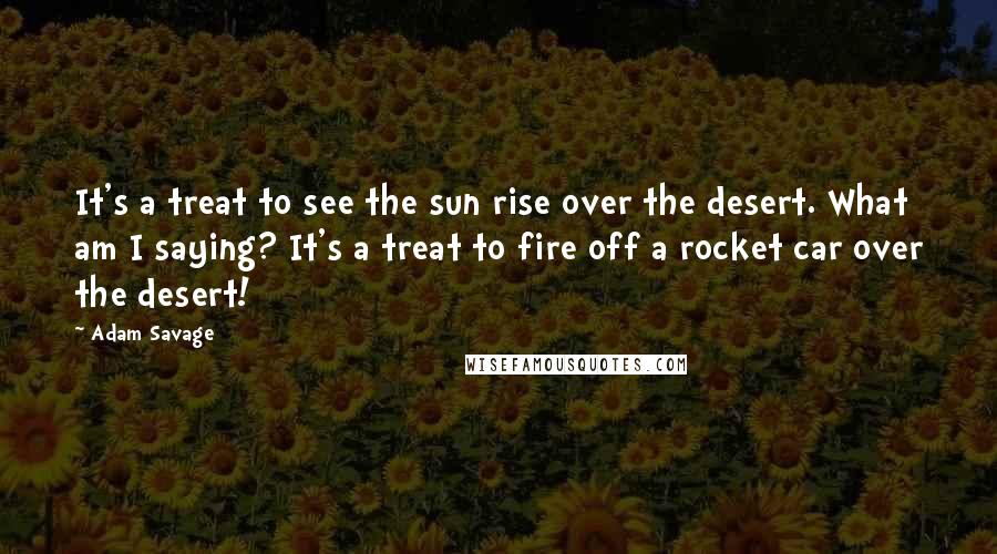 Adam Savage quotes: It's a treat to see the sun rise over the desert. What am I saying? It's a treat to fire off a rocket car over the desert!
