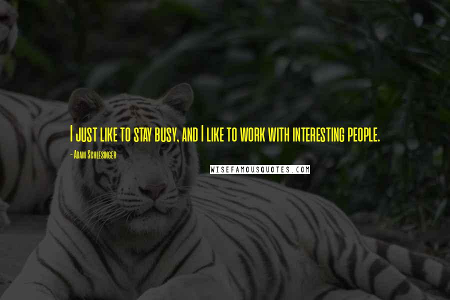 Adam Schlesinger quotes: I just like to stay busy, and I like to work with interesting people.