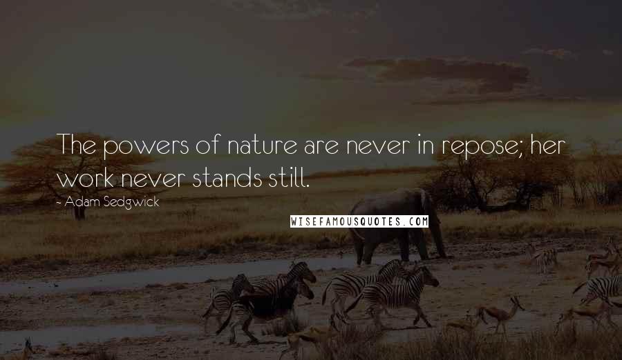 Adam Sedgwick quotes: The powers of nature are never in repose; her work never stands still.