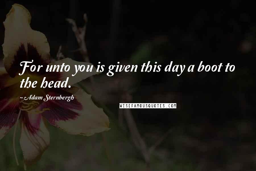 Adam Sternbergh quotes: For unto you is given this day a boot to the head.