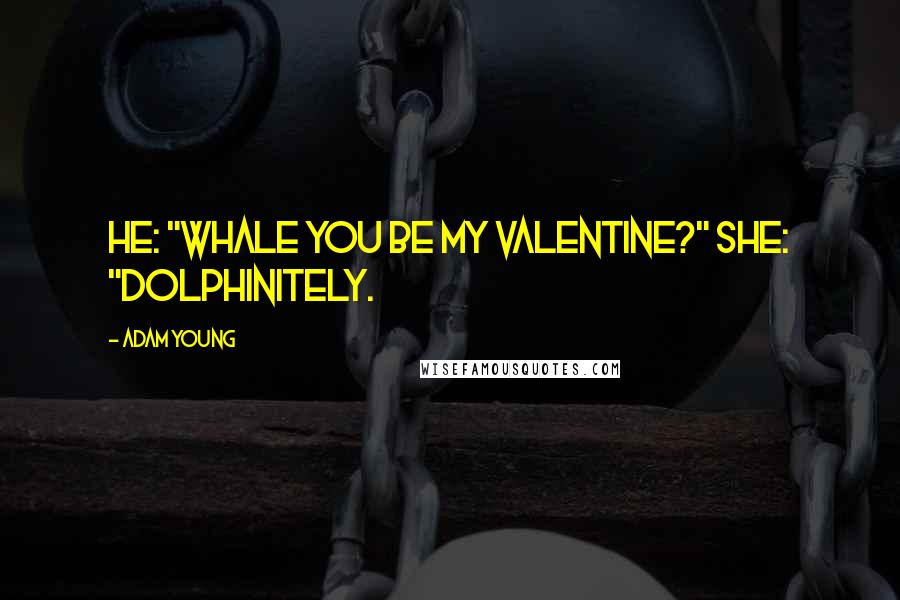 Adam Young quotes: He: "Whale you be my valentine?" She: "Dolphinitely.