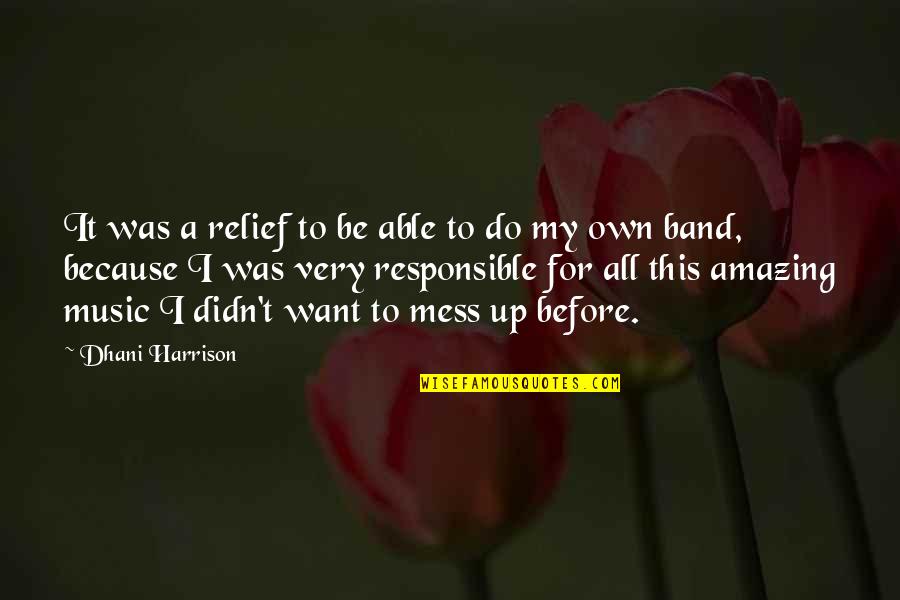 Adankapidari Quotes By Dhani Harrison: It was a relief to be able to