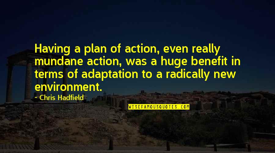 Adaptation Quotes By Chris Hadfield: Having a plan of action, even really mundane