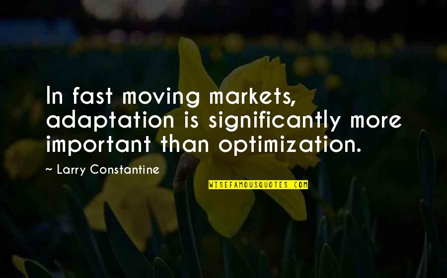 Adaptation Quotes By Larry Constantine: In fast moving markets, adaptation is significantly more