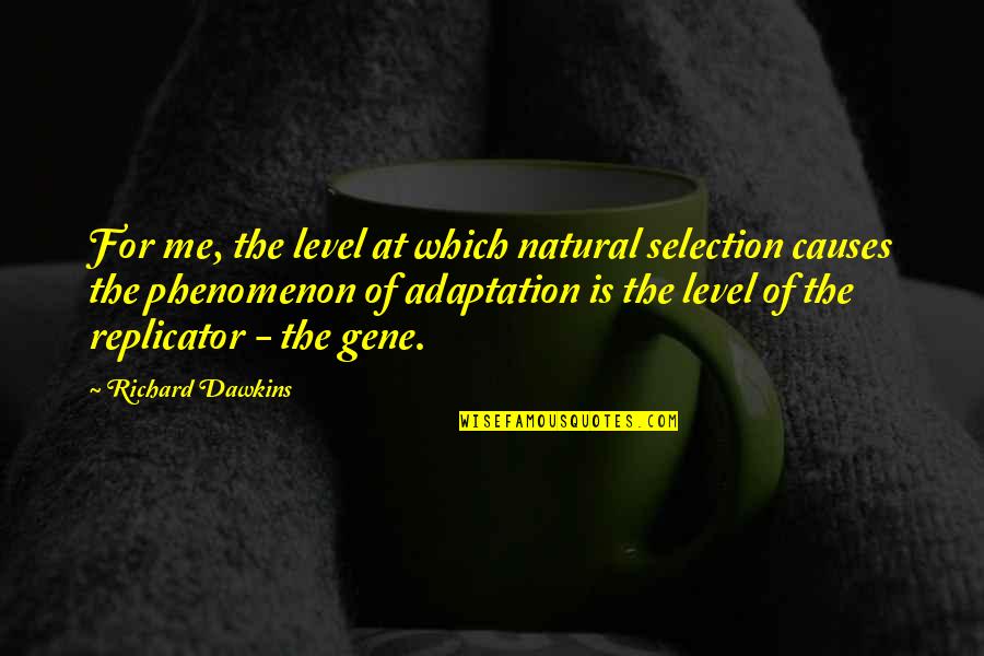 Adaptation Quotes By Richard Dawkins: For me, the level at which natural selection