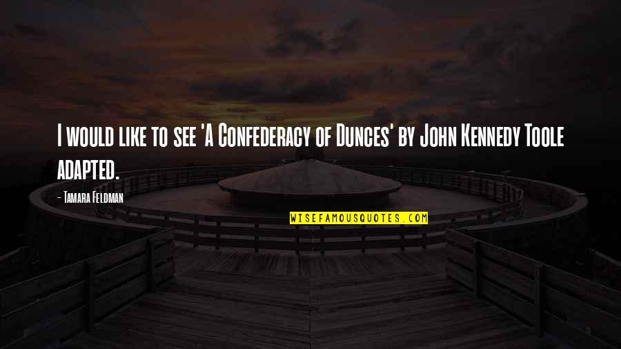 Adapted Quotes By Tamara Feldman: I would like to see 'A Confederacy of Adapted Quotes By Tamara Feldman: I would like to see 'A Confederacy of