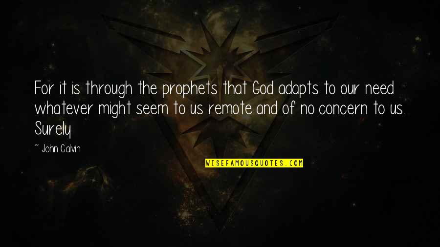 Adapts Quotes By John Calvin: For it is through the prophets that God