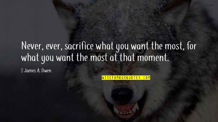Adazzles Quotes By James A. Owen: Never, ever, sacrifice what you want the most,