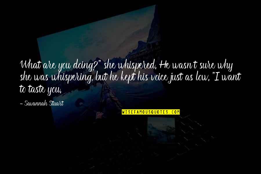 Addiction Counselors Quotes By Savannah Stuart: What are you doing?" she whispered. He wasn't