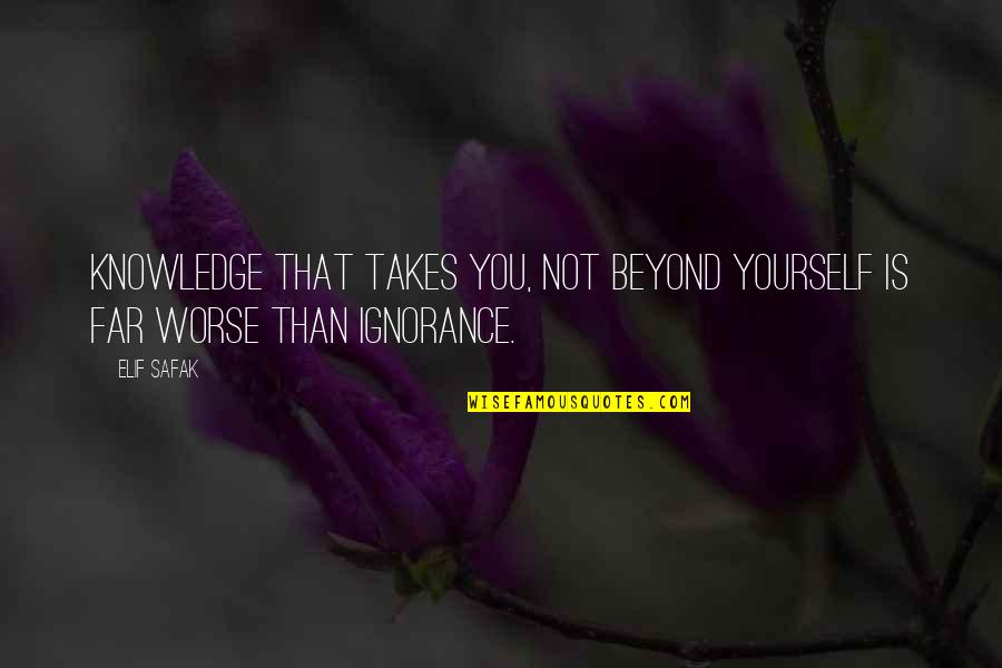 Addiction To Someone Quotes By Elif Safak: Knowledge that takes you, not beyond yourself is