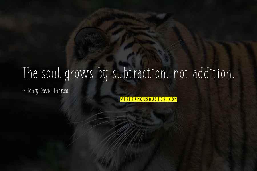 Addition Quotes By Henry David Thoreau: The soul grows by subtraction, not addition.