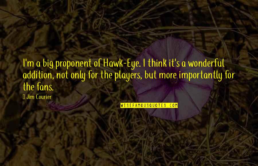 Addition Quotes By Jim Courier: I'm a big proponent of Hawk-Eye. I think