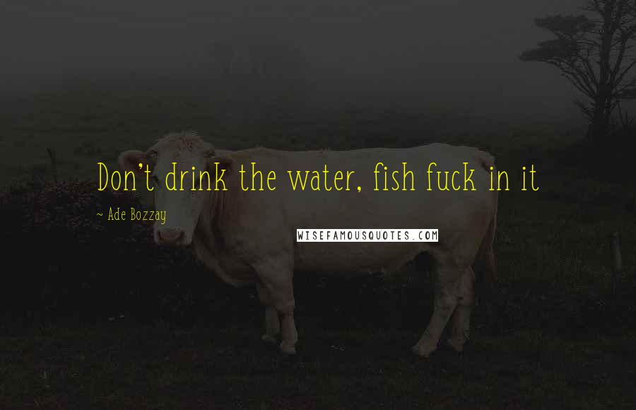 Ade Bozzay quotes: Don't drink the water, fish fuck in it