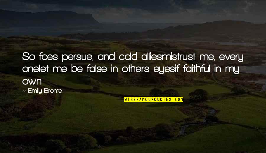 Adedoyin Jeremiah Quotes By Emily Bronte: So foes persue, and cold alliesmistrust me, every