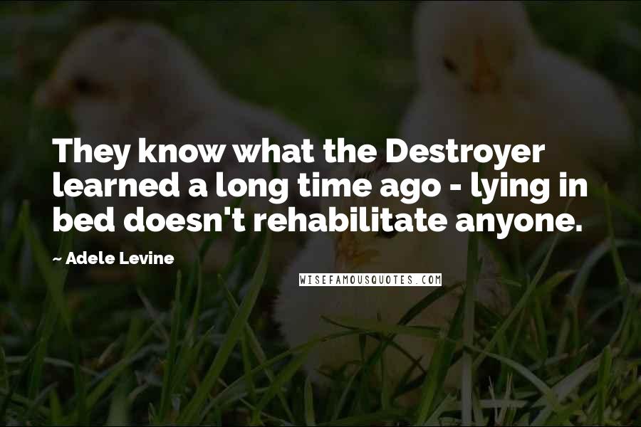 Adele Levine quotes: They know what the Destroyer learned a long time ago - lying in bed doesn't rehabilitate anyone.