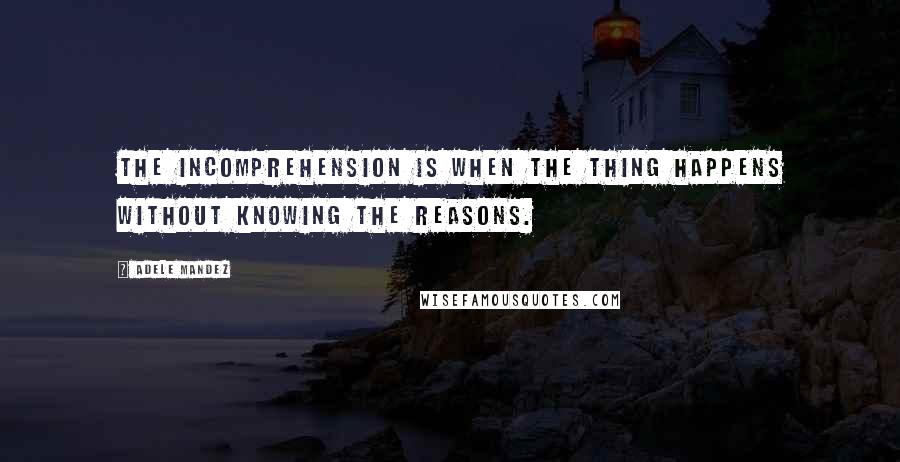 Adele Mandez quotes: The incomprehension is when the thing happens without knowing the reasons.