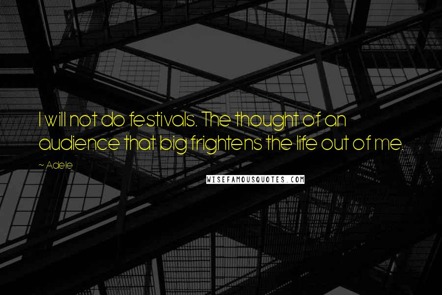 Adele quotes: I will not do festivals. The thought of an audience that big frightens the life out of me.