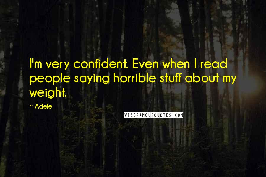 Adele quotes: I'm very confident. Even when I read people saying horrible stuff about my weight.