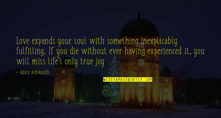 Adele's Quotes By Adele Ashworth: Love expands your soul with something inexplicably fulfilling.
