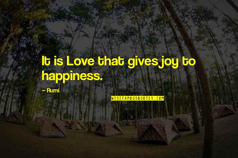 Adelsberg Stevens Quotes By Rumi: It is Love that gives joy to happiness.