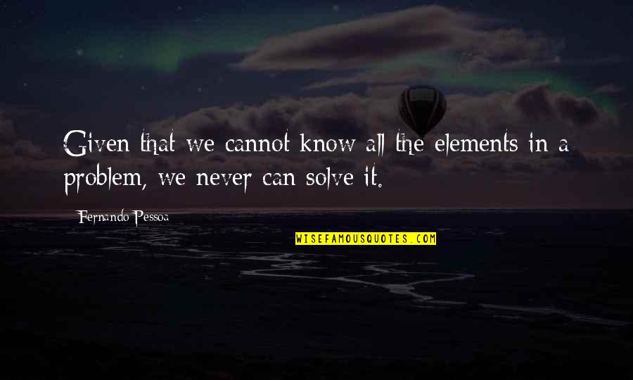 Adena Quotes By Fernando Pessoa: Given that we cannot know all the elements