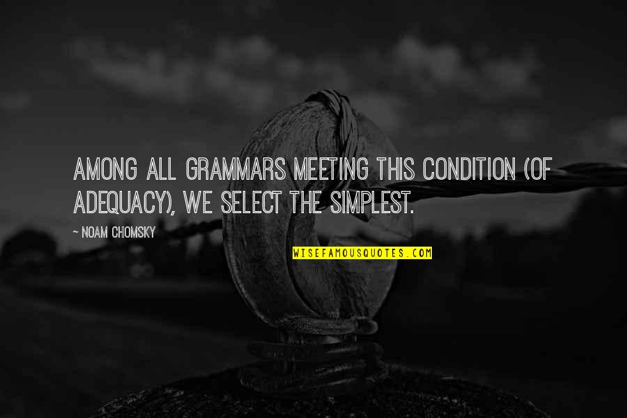 Adequacy 7 Quotes By Noam Chomsky: Among all grammars meeting this condition (of adequacy),