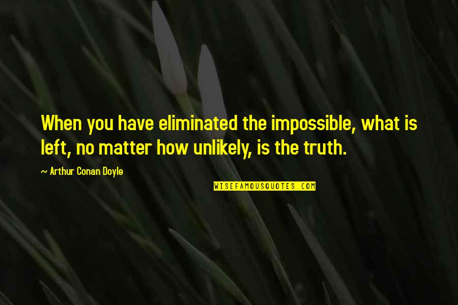Aderit Quotes By Arthur Conan Doyle: When you have eliminated the impossible, what is