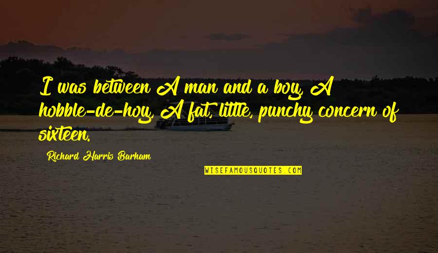 Adhure Din Quotes By Richard Harris Barham: I was between A man and a boy,