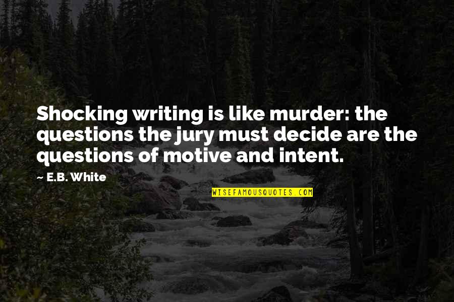 Adhya Shakti Quotes By E.B. White: Shocking writing is like murder: the questions the