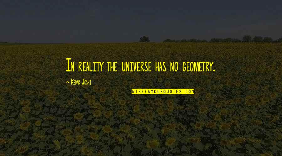 Adiacente Significato Quotes By Kedar Joshi: In reality the universe has no geometry.