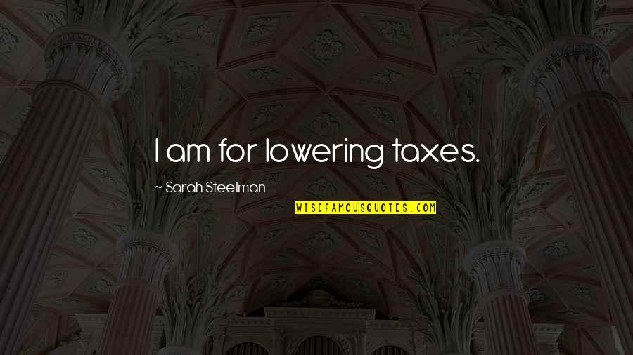 Adickes Family Farm Quotes By Sarah Steelman: I am for lowering taxes.