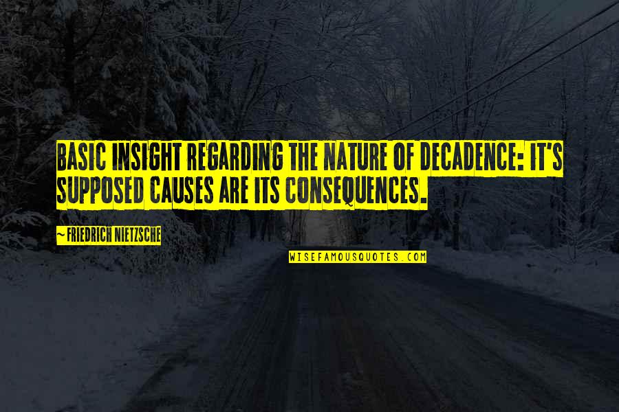 Adics Quotes By Friedrich Nietzsche: Basic insight regarding the nature of decadence: it's