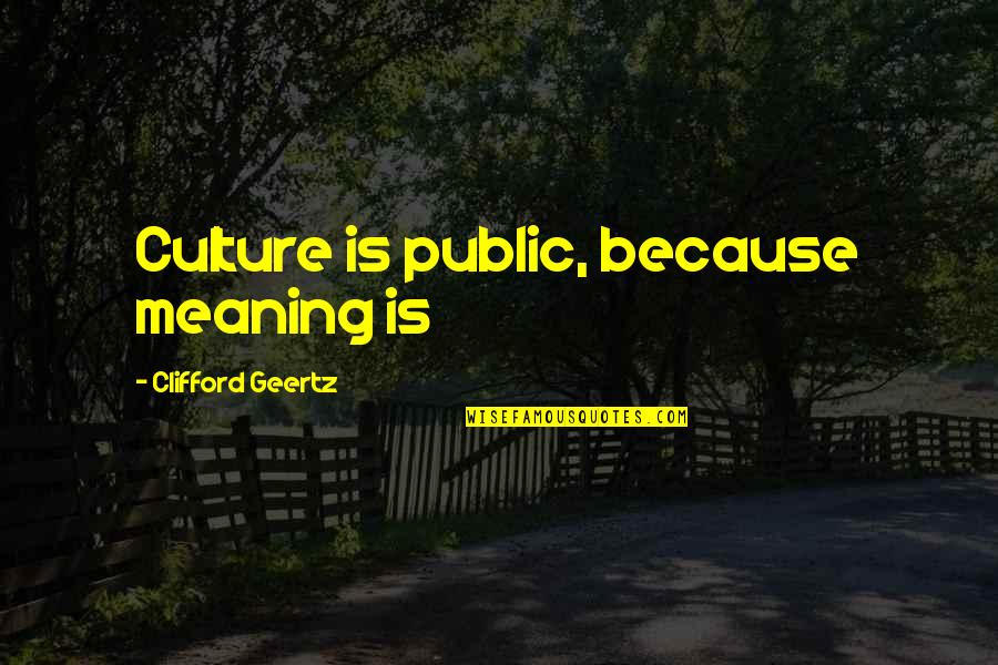 Adie Quotes By Clifford Geertz: Culture is public, because meaning is
