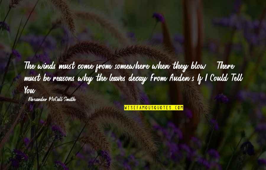 Adies Grocery Quotes By Alexander McCall Smith: The winds must come from somewhere when they