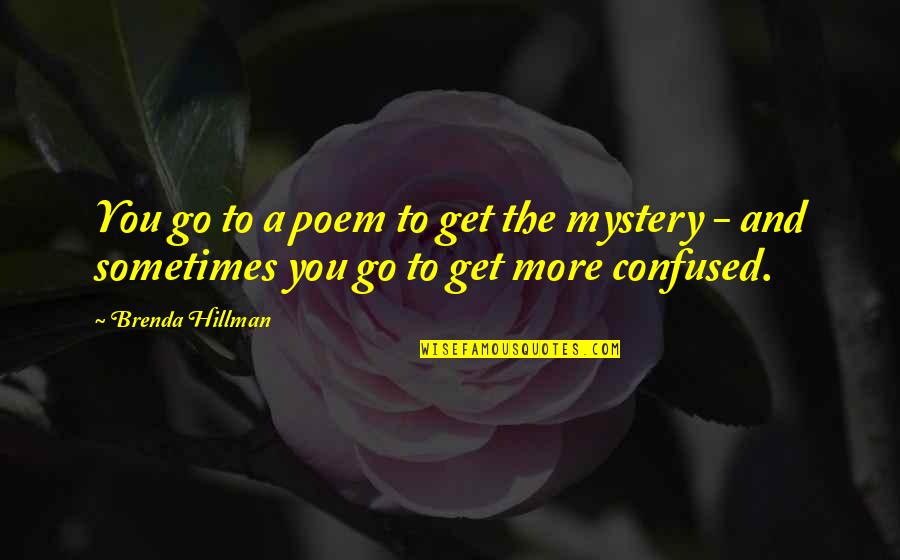 Adios Amigo Quotes By Brenda Hillman: You go to a poem to get the