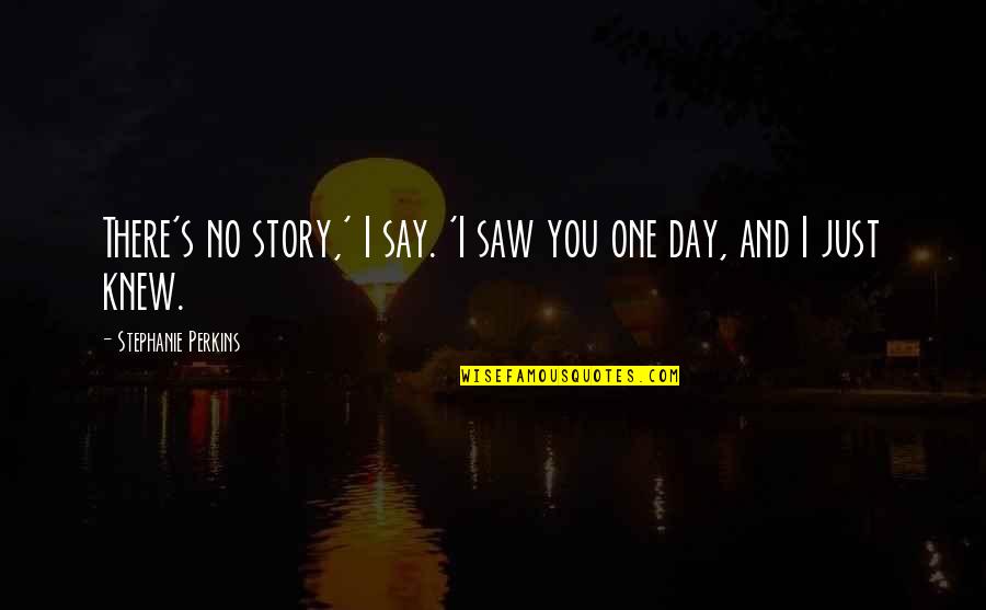 Adivinha Quanto Quotes By Stephanie Perkins: There's no story,' I say. 'I saw you Adivinha Quanto Quotes By Stephanie Perkins: There's no story,' I say. 'I saw you
