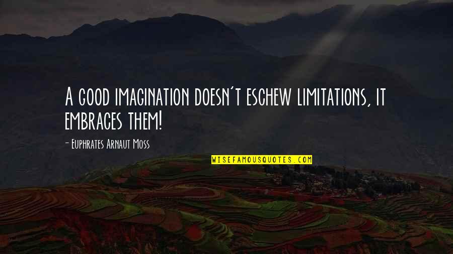 Adivinhar Quotes By Euphrates Arnaut Moss: A good imagination doesn't eschew limitations, it embraces