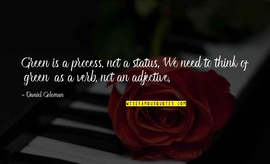 Adjective For Quotes By Daniel Goleman: Green is a process, not a status. We