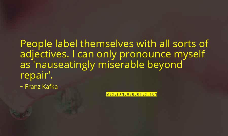 Adjectives Quotes By Franz Kafka: People label themselves with all sorts of adjectives.