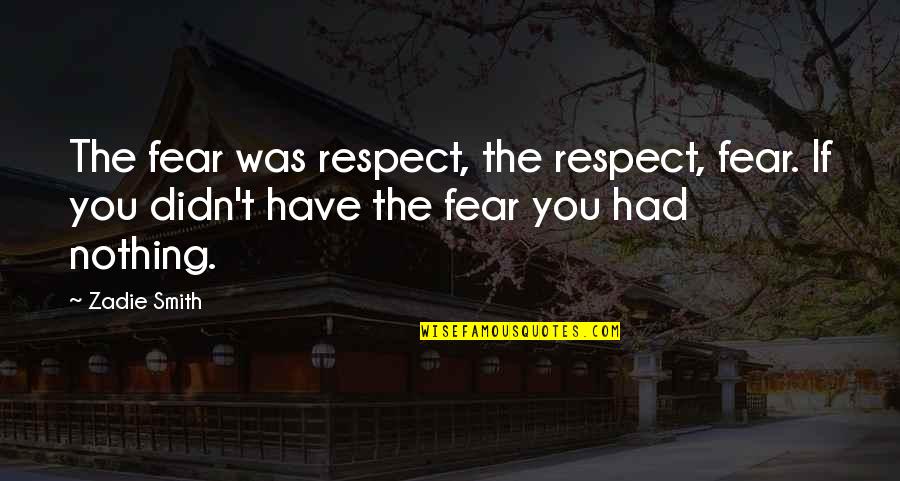 Adjuntos Adverbiais Quotes By Zadie Smith: The fear was respect, the respect, fear. If